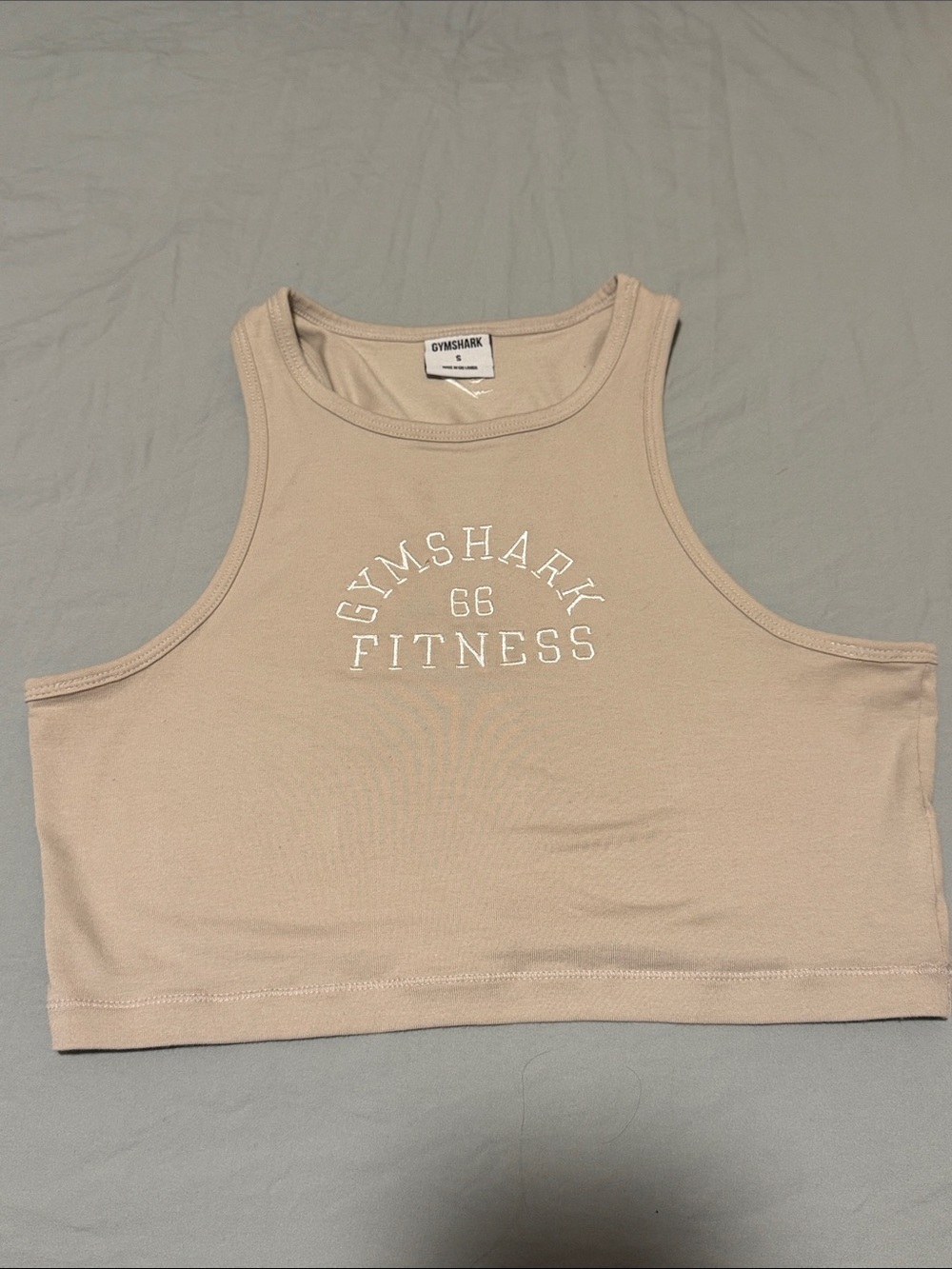 Gymshark Beige Crop Tank - Fitness Print Racerback